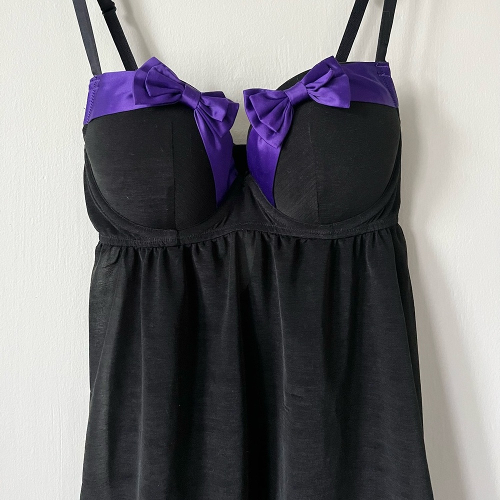 la SENZA Sexy Babydoll Purple Silky Bow Lingerie Top